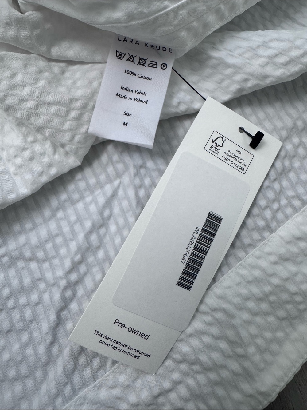 LARA KRUDE Millie Oversized Seersucker Lagenlook White Italian Cotton New NWT - Picture 8 of 12